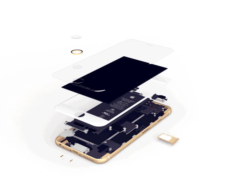 [Exploded view](https://solidface.com/exploded-view/) of a [phone](https://dribbble.com/benjaminvarin/collections/973104-3D-model-display).